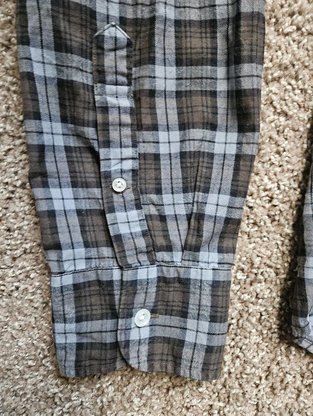 J. CREW x THOMAS MASON Slim Fit Brown Blue Plaid Button Down Shirt | SZ XL